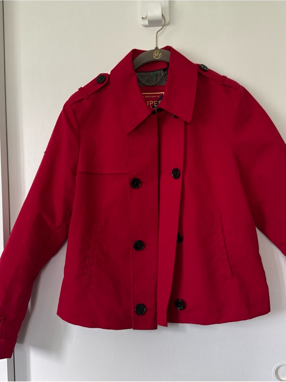 Superdry Red Crop  Azure Double-Breasted Trench Jacket Size 10